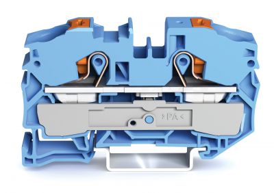 2-conductor through terminal blockwith push-button 16 mm², blue