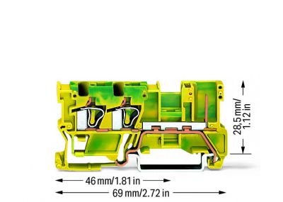2-conductor/1-pin ground carrier tbgreen-yellow