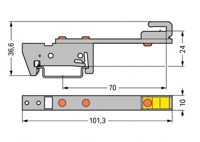Busbar carrierfor busbars Cu 10 mm x 3 mm single side, straight, gray