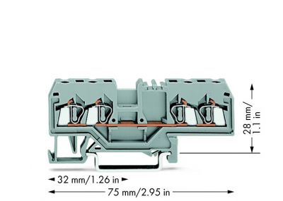 4-conductor through terminal block2.5 mm², gray