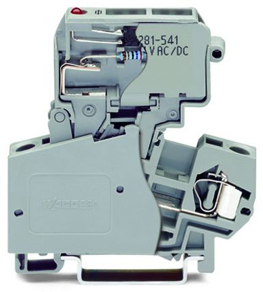 2-conductor fuse terminal blockwith pivoting fuse holder, gray