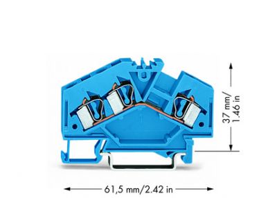 3-conductor through terminal block4 mm², blue