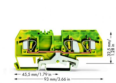 3-conductor ground terminal block6 mm², green-yellow