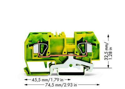 2-conductor ground terminal block6 mm², green-yellow