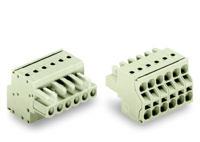 2-conductor female connector100% protected against mismating, light gray
