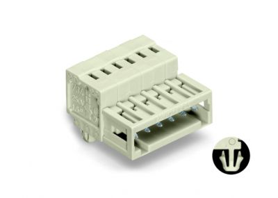 1-conductor male connector100% protected against mismating, light gray