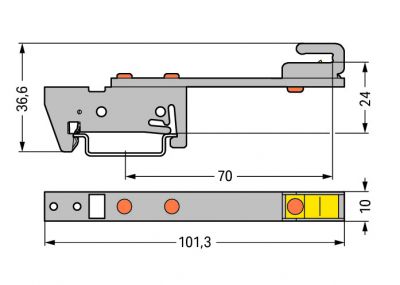 Busbar carrierfor busbars Cu 10 mm x 3 mm single side, straight, gray